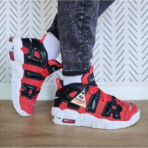 ⭐Nike Air More Uptempo GS 7Y Big Kids Shoes Chunky Sneakers Red Black DV2205-600